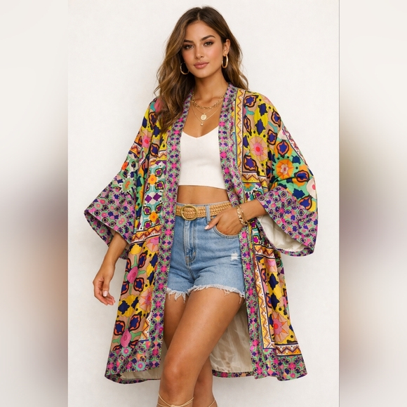 Zara Other - Zara Colorful Floral Kimono Robe